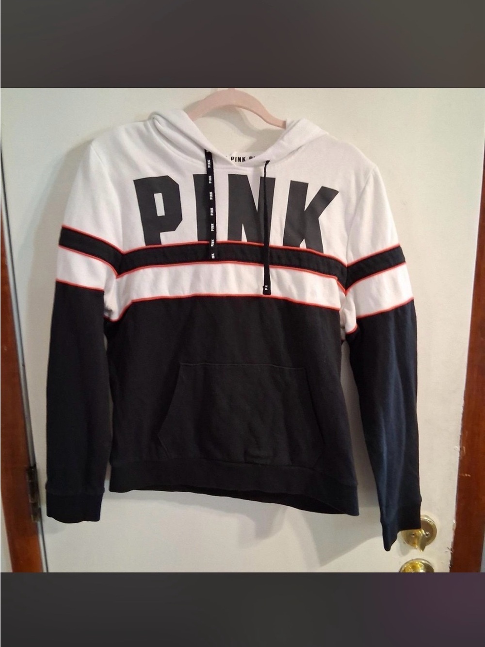 PINK Victoria's Secret Colorblock Hoodie - White & Black